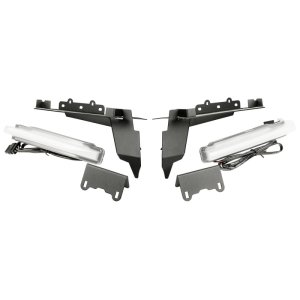 Jeep Wrangler Fender Flare Bracket - Front - Rugged Ridge - Chop Bracket Kit w/ Daytime Running Lights - Matte Black - `18-`22